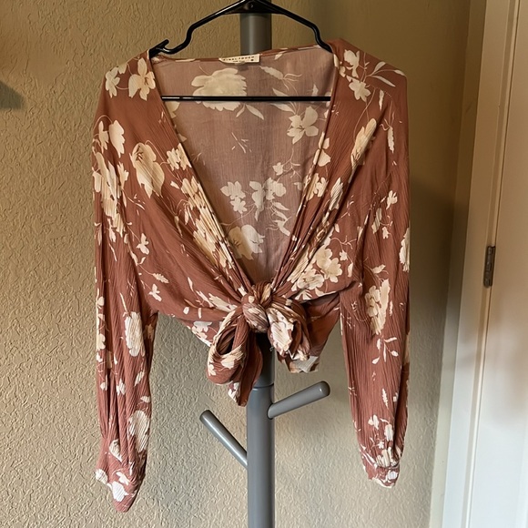 Final Touch Tie Front Blouse - Picture 2 of 4